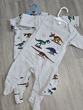 Grey Dinosaur Footed Sleep Sack for Kids - Multi-Color Dino Print
